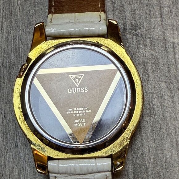 Vintage Guess Gold Watch with White Strap